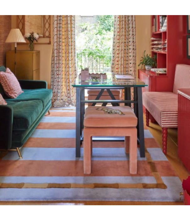 Layered  Layered Alice Crawley Bamboo Stripe Wool Rug Zen blue