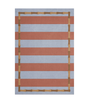 Layered Bamboo Stripe Blue Rust Vloerkleed