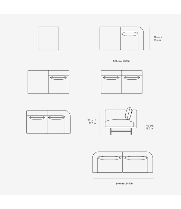 Vipp  Vipp 632 Chimney 3 seater sofa Bark Off White - light grey