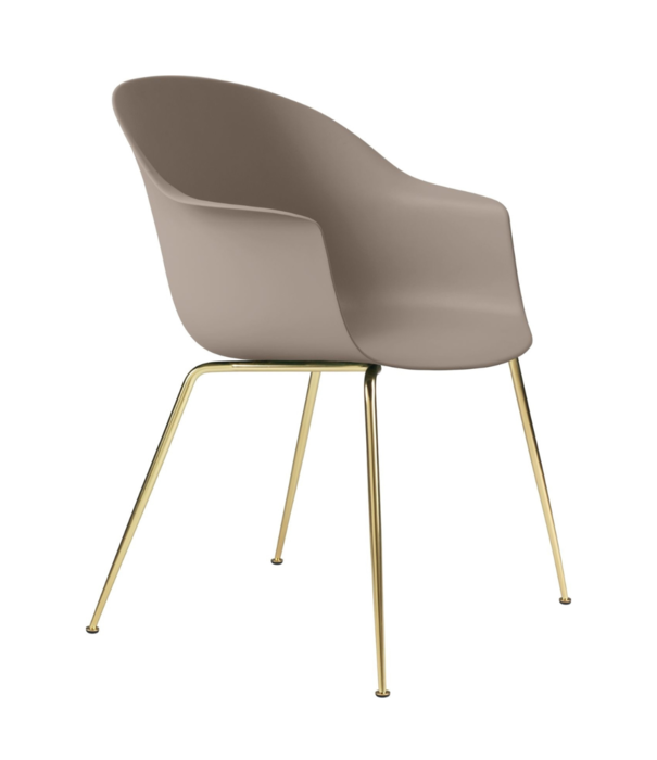Gubi  Bat Dining Chair plastic, brass conic base