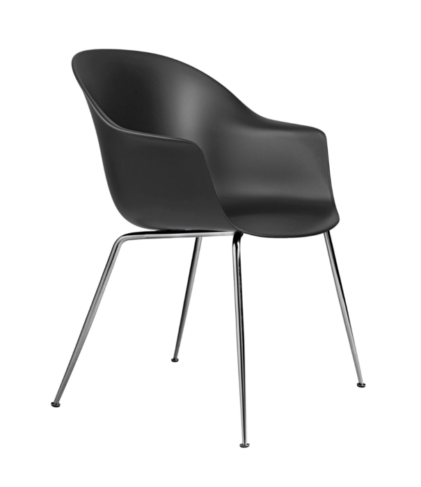 Gubi  Bat Dining Chair plastic, chrome conic base