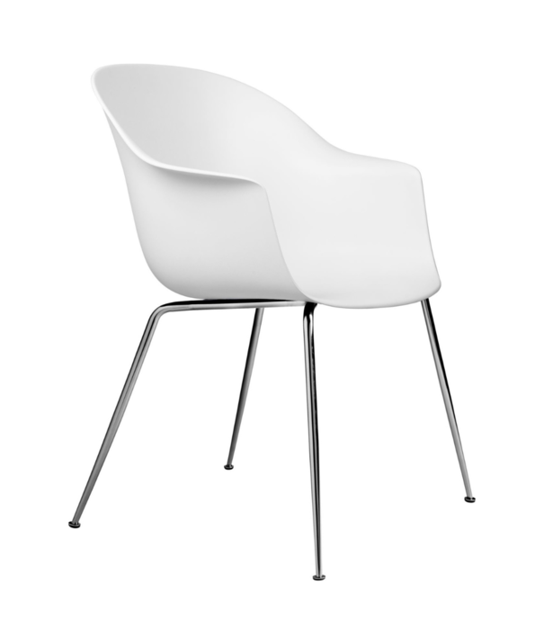 Gubi  Bat Dining Chair plastic, chrome conic base