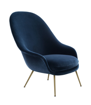 Bat Lounge Stoel volledig gestoffeerd, high back, conic poten