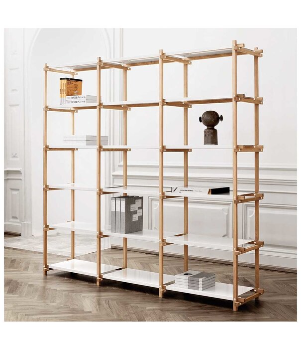 Hay  Hay Woody Column Kast Low smokey grijs beuken, glas