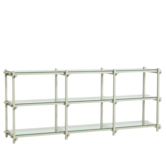 Woody Shelving Low smokey grey beech, clear glass