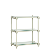 Woody Column Kast Low smokey grijs beuken, glas