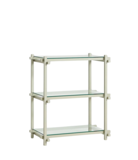 Woody Column Kast Low smokey grijs beuken, glas