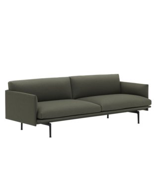 Outline 3-seater Sofa Fiord 961 green, base black