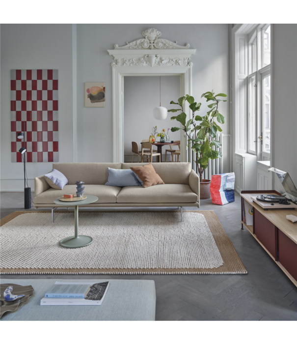 Muuto Outline 3,5-seater Sofa Hallingdal 166, base chrome