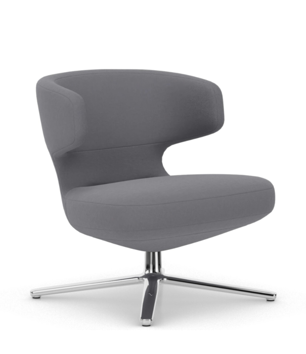 Vitra  Petit Repos lounge stoel stof Volo, gepolijst swivel voet