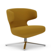 Petit Repos lounge stoel stof Volo, gepolijst swivel voet
