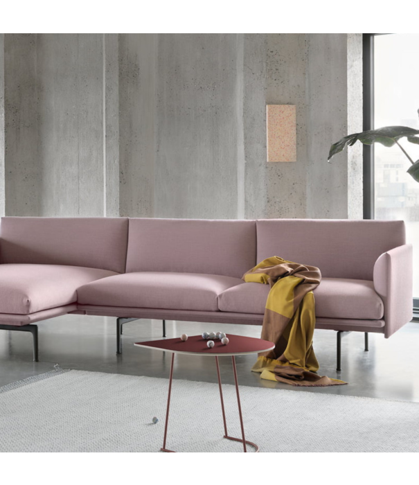Muuto Outline Bank met Chaise Longue, zwart onderstel