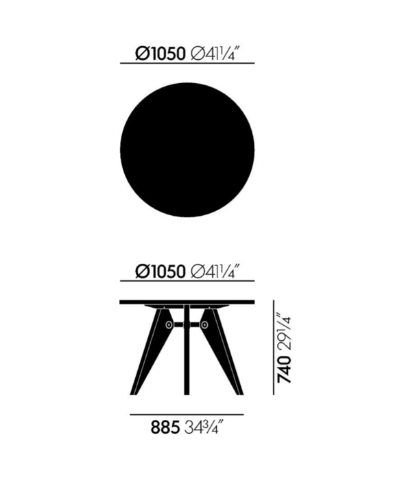 Vitra  Vitra Gueridon Eettafel massief donker eiken