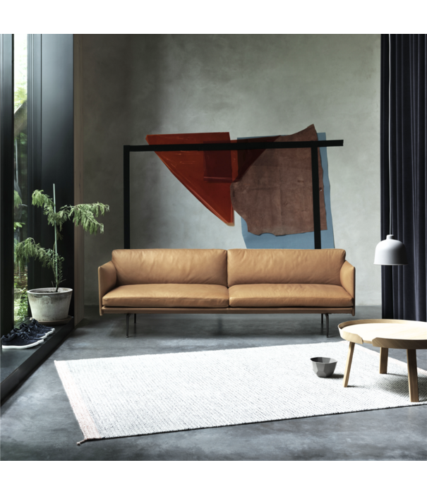 Muuto Outline Fauteuil Refine leer zwart, zwart onderstel