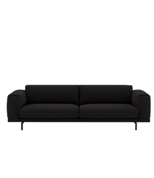 Rest 3,5-zits Bank Ocean 3 zwart, zwart voet