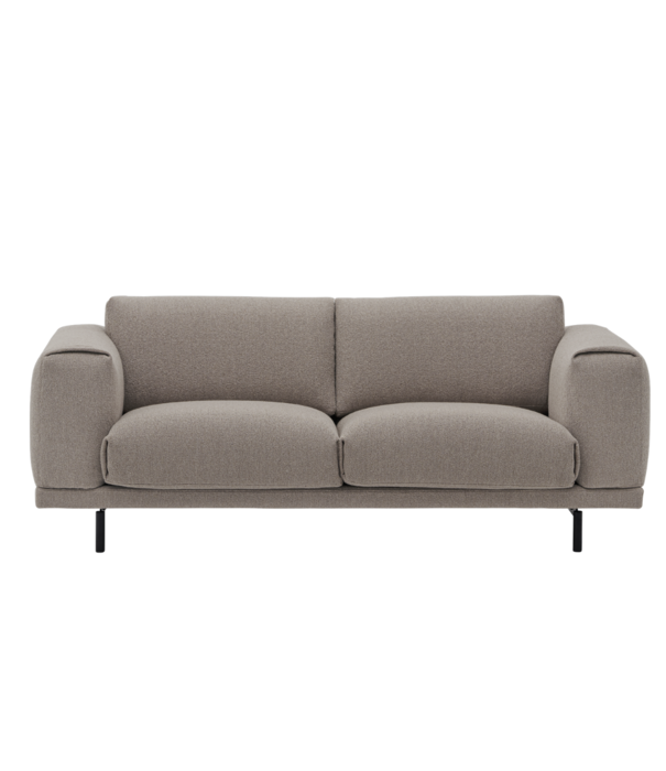Muuto Rest 2-seater Sofa Hearth 6 taupe, black metal base