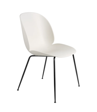 Gubi Beetle Dining Chair Alabaster White, black conic base