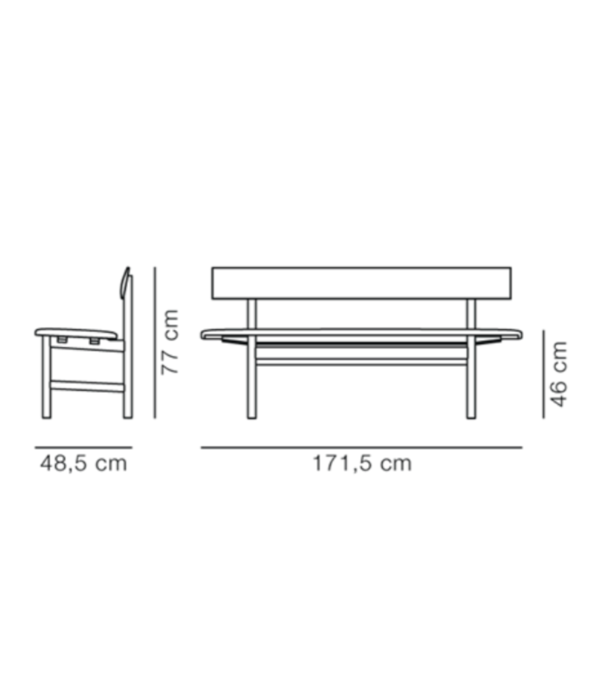 Fredericia  Fredericia Model 3171 The Mogensen Bank, zitting gestoffeerd