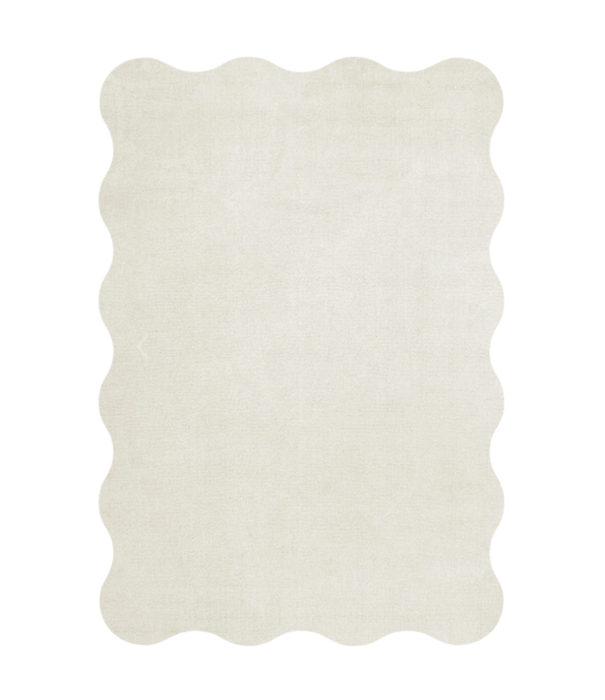 Layered  Scallop Rug Pink Bone White
