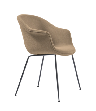 Gubi Bat Eetkamerstoel Light Boucle 3, zwart conic voet
