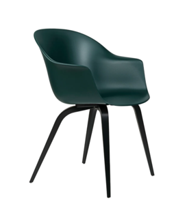 Gubi Bat Dining Chair dark green, black beech legs