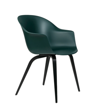 Gubi Bat Dining Chair dark green, black beech legs