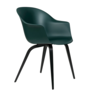 Gubi Bat Eetkamerstoel donkergroen, voet zwart beuken
