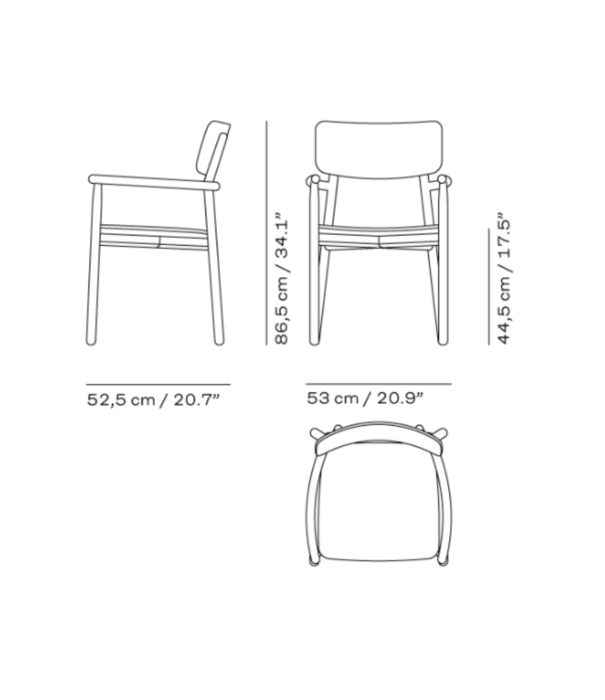 Fritz Hansen Hven Eetkamerstoel met arm, eiken