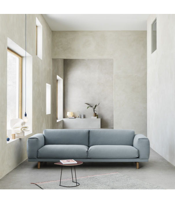 Muuto Rest 3,5-seater Sofa fabric Hallingdal 457, oak base