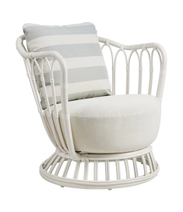 Gubi  Gubi Grace Outdoor Lounge Chair alabaster white, Leslie 006 / Leslie Stripe 020