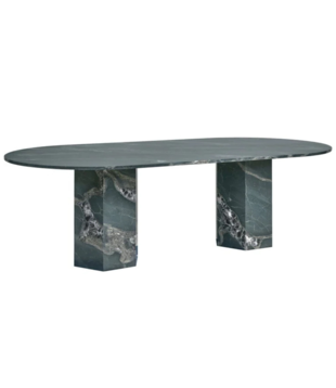 Gubi Epic Dining Table Elliptical botanic green quartzite