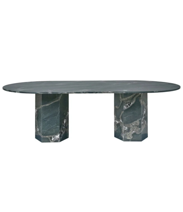 Gubi   Epic Outdoor Dining Table Elliptical, botanic green quartzite