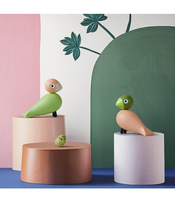 Kay Bojesen  Lovebirds green / rose, set van 2