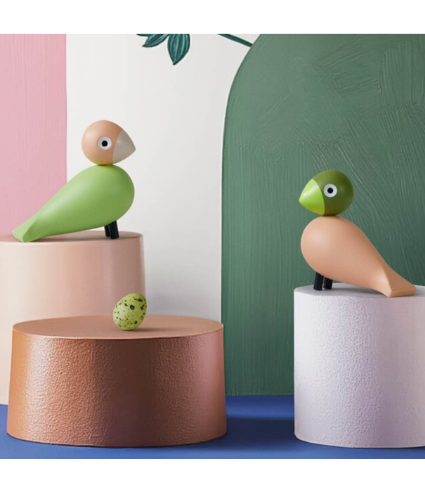 Kay Bojesen  Lovebirds green / rose, set van 2