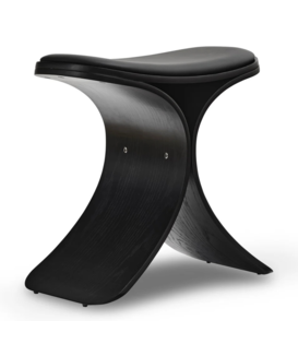 Luno Stool black oak, black leather