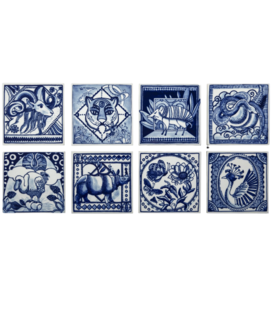 Royal Delft Tile Extinct Animals set 8 pieces