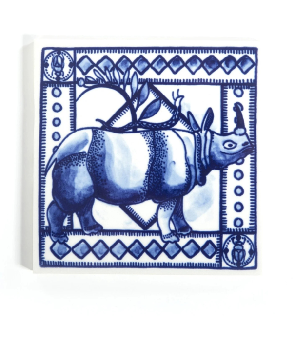 Royal Delft  Royal Delft Tile Extinct Animals, Dwarf Rhino