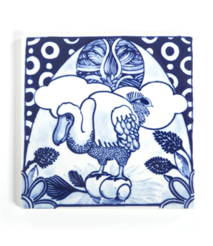 Royal Delft Tile Extinct Animals, Dodo Pavone