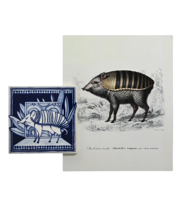 Royal Delft  Royal Delft Tile Extinct Animals, Armoured Boar