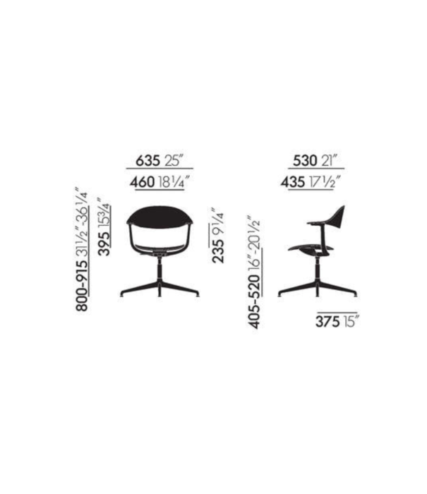 Vitra  Mynt Bureaustoel naturel multiplex, vierster voet soft light