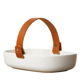 Marimekko Oiva Koppa Serving Dish with leather handle