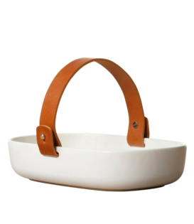 Marimekko Oiva Koppa Serving Dish with leather handle