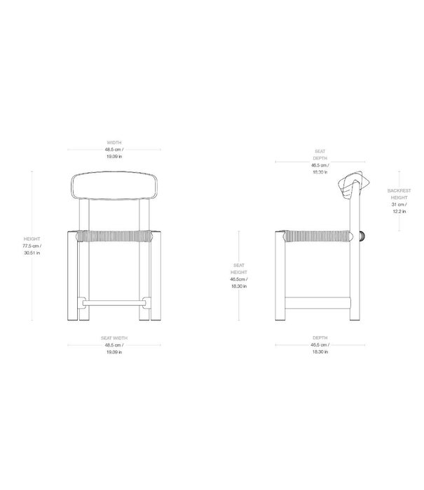 Gubi  Gubi Daumiller Side Chair black pine / paper cord