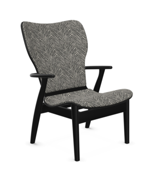 Artek Domus Lounge Stoel zwart berken, Artek zebra stof