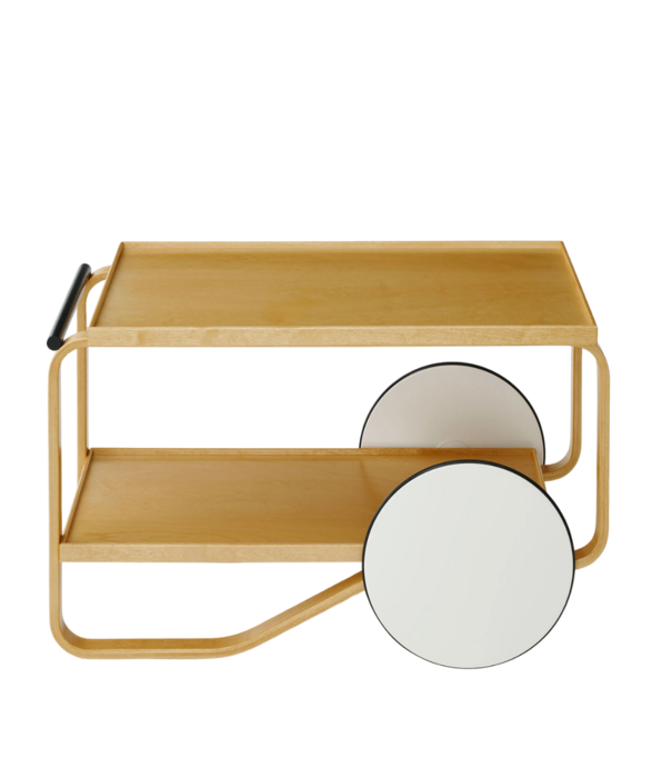 Artek  Artek Tea trolley 901, honey stained birch, black handle
