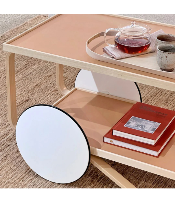 Artek  Artek Tea trolley 901, natural birch, leather colored linoleum