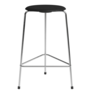 Fritz Hansen High Dot Counter Barkruk leer, 3 poten chrome H65