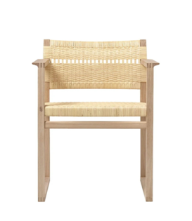 BM62 Dining Armchair lacquered oak, natural cane wicker