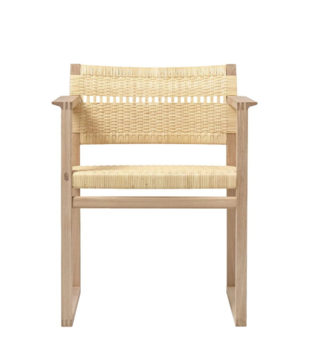 Fredericia BM62 Dining Armchair lacquered oak / natural cane wicker