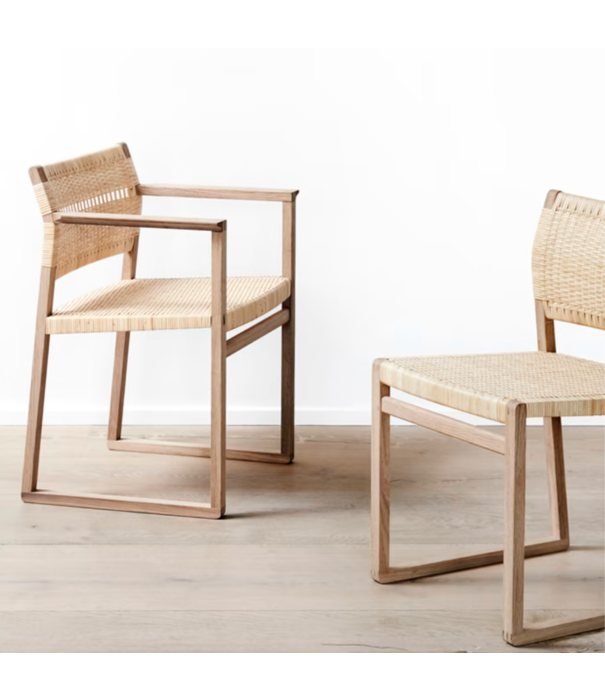 Fredericia  Fredericia BM62 Armstoel gelakt eiken, naturel rotan